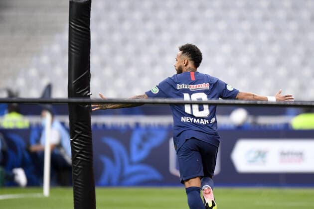 JOIE - 10 NEYMAR JR (PSG) - DOS FOOTBALL : Paris SG vs Saint Etienne - Coupe de France - Finale - 24 07 2020 FEP Panoramic 