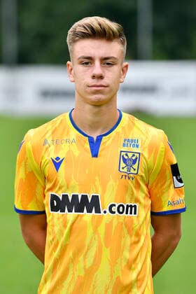 STVV s Stan Van Dessel poses for the photographer, in marge of the 2020-2021 photoshoot of Belgian Jupiler Pro League club STVV Sint-Truidense Voetbalvereniging, Monday 27 July 2020 in Sint-Truiden. JOHANxEYCKENS  x05830560x