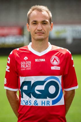 Kortrijk s Yevhenii Makarenko poses for the photographer, in marge of the 2020-2021 photoshoot of Belgian Jupiler Pro League club KV Kortrijk, Tuesday 28 July 2020 in Kortrijk. KURTxDESPLENTER  x05831164x