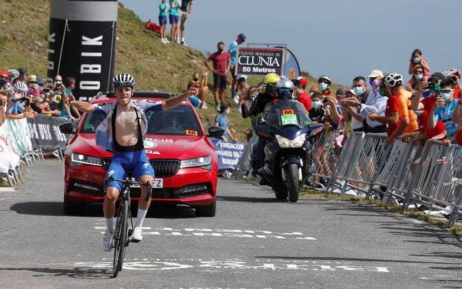 Belgian rider Remco Evenepoel, of Deceuninck Quick Step team, celebrates his victory on the third stage of the 42nd Vuelta a Burgos cycling race between Sargentes de la Lora and Picon Blanco in Burgos, Spain, 30 July 2020. Third stage of 42nd Vuelta a Burgos cycling race !ACHTUNG: NUR REDAKTIONELLE NUTZUNG!  Copyright: xSantixOterox GRAF7079 20200730-637317286519366563