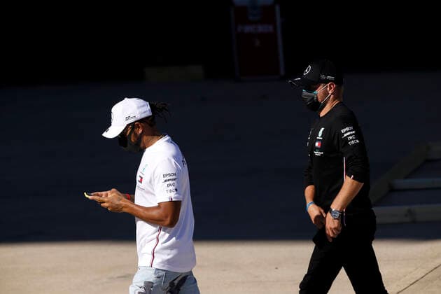 Motorsports FIA Formula One World Championship 2020, Grand Prix of Great Britain, 44 Lewis Hamilton GBR, Mercedes AMG Petronas Formula One Team , 77 Valtteri Bottas FIN, Mercedes AMG Petronas Formula One Team , Silverstone Great Britain