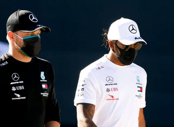 Motorsports FIA Formula One World Championship 2020, Grand Prix of Great Britain, 77 Valtteri Bottas FIN, Mercedes AMG Petronas Formula One Team , 44 Lewis Hamilton GBR, Mercedes AMG Petronas Formula One Team , Silverstone Great Britain