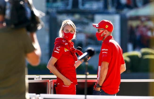 Motorsports FIA Formula One World Championship 2020, Grand Prix of Great Britain, Britta Roeske GER, Scuderia Ferrari Mission Winnow , 5 Sebastian Vettel GER, Scuderia Ferrari Mission Winnow , Silverstone Great Britain