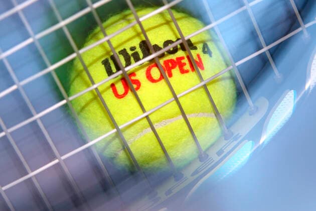 Tennis racket with a ball of the US Open 01 08 2020