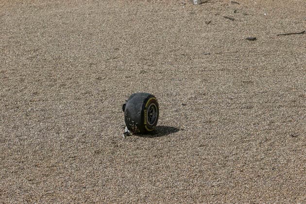 Motorsports FIA Formula One World Championship 2020, Grand Prix of Great Britain, Tire of 20 Kevin Magnussen DEN, Haas F1 Team after crash Silverstone Great Britain