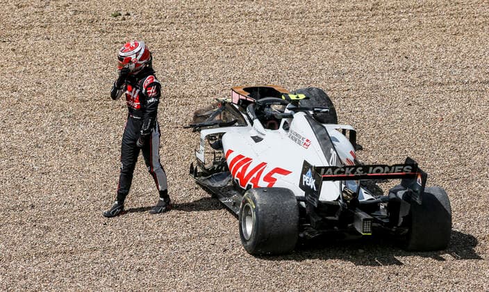 Motorsports FIA Formula One World Championship 2020, Grand Prix of Great Britain, 20 Kevin Magnussen DEN, Haas F1 Team after crash Silverstone Great Britain