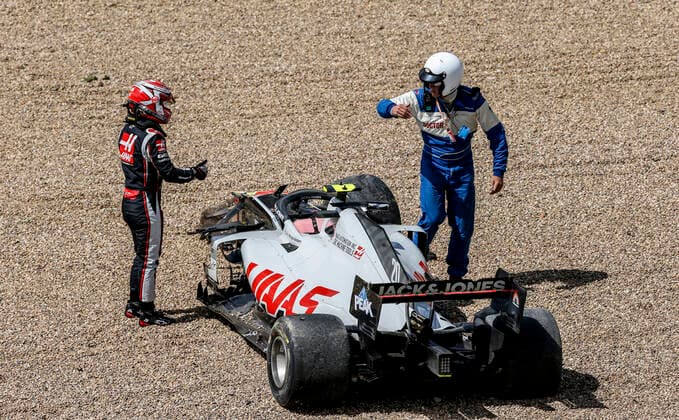 Motorsports FIA Formula One World Championship 2020, Grand Prix of Great Britain, 20 Kevin Magnussen DEN, Haas F1 Team after crash Silverstone Great Britain