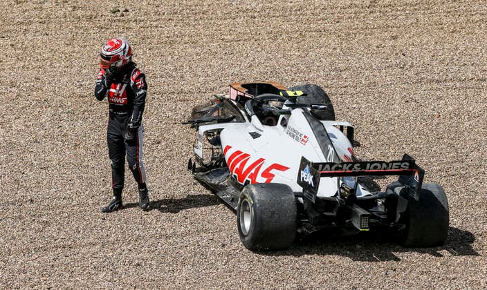 Motorsports FIA Formula One World Championship 2020, Grand Prix of Great Britain, 20 Kevin Magnussen DEN, Haas F1 Team after crash Silverstone Great Britain