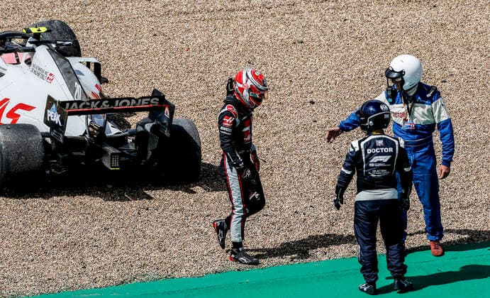 Motorsports FIA Formula One World Championship 2020, Grand Prix of Great Britain, 20 Kevin Magnussen DEN, Haas F1 Team after crash Silverstone Great Britain