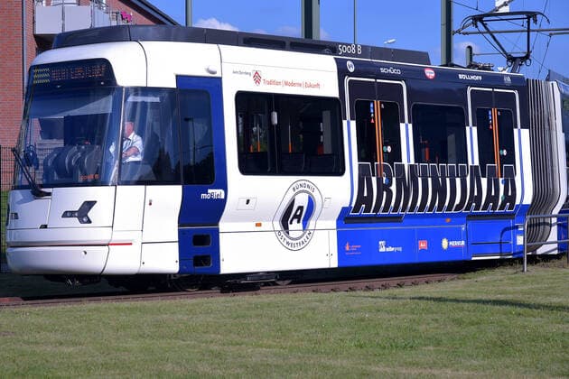 04 08 2020 pmk NC125361 Football Men Bundesliga Season 2020 2021 DSC Arminia Bielefeld Stadtbahn Buendnisbahn Ostwestfalen Maiden Voyage