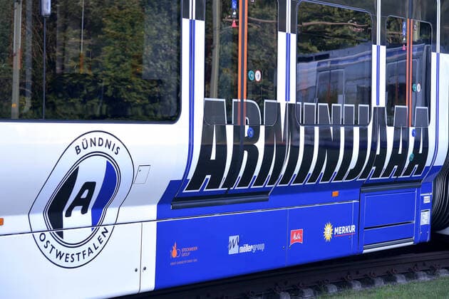 04 08 2020 pmk NC125372 Football Men Bundesliga Season 2020 2021 DSC Arminia Bielefeld Stadtbahn Buendnisbahn Ostwestfalen Maiden Voyage