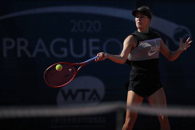EUGENIE BOUCHARD, tennis player of Canada in action during the training session prior to WTA, Tennis Damen tournament in Prague, Czech Republic, August 6, 2020. (CTKxPhoto PavelxLebeda) CTKPhotoF202008060901201