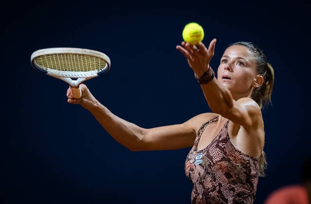 Sport Bilder des Tages August 6, 2020, Palermo, ITALY: Camila Giorgi of Italy in action during the second round against Kaja Juvan of Slovenia at the 2020 Palermo Ladies Open WTA, Tennis Damen International tennis tournament Palermo ITALY - ZUMAa181 20200806_zaa_a181_075 Copyright: xRobxPrangex