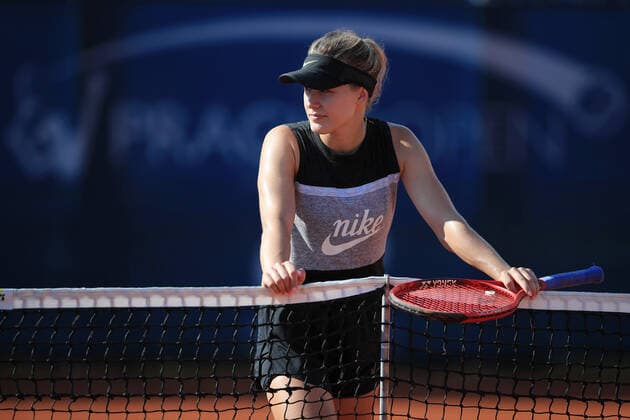 EUGENIE BOUCHARD, tennis player of Canada in action during the training session prior to WTA, Tennis Damen tournament in Prague, Czech Republic, August 6, 2020. (CTKxPhoto PavelxLebeda) CTKPhotoF202008060897401