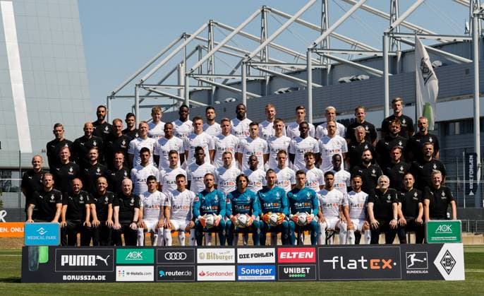 PortraÌˆttermin 2020 2021, team photo, hi row from left assistant coach Alexander Mouhcine, assistant coach Jonas Rath, Andreas Poulsen, Denis Zakaria, Ramy Bensebaini, Marcus Thuram, Christoph Kramer, Florian Neuhaus, Louis Jordan Beyer, assistant coach Patrick Eibenberger, and assistant coach Markus Mueller 3 row from left assistant coach Uwe Kamps, assistant coach Steffen Krebs, assistant coach Alexander Zickler, Oscar Wendt, Alassane Plea, Matthias Ginter, Nico Elvedi, Laszlo Benes, Torben Muesel, Mamadou Doucoure, Michael Lang, assistant coach Frank Geideck, assistant coach Rene Maric, head coach Marco Rose Front row from left to right 2 row from left physiotherapist Dirk Mueller, physiotherapist Benedikt Bohnen, masseur Adam Szordykowski, Lars Stindl, Patrick Herrmann, Breel Embolo, Tony Jantschke, Ibrahima Traore, Hannes Wolf, Jonas Hofmann, Famana Quizera, physiotherapist Ron Rohloff, physiotherapist Hendrik Schreiber, Martin Meichelbeck Front row v li Assistant coach Eugen Polanski, assistant coach Oliver Neuville, team assistant Christian Rieger team assistant Rolf Huelswitt, Julio Villalba, Stefan Lainer, Tobias Sippel, Yann Sommer, Max Gruen, Jan Olschwosky, Keanan Bennetts, Kaan Kurt, Dr Haribert Ditzel, Dr Ralf Doyscher, Dr Stefan Hertl, 07 08 2020, football, squad, totals, presentation, PraÌˆsentation, press event, football, GER 1 Bundesliga, season 2020 21 Photo Moritz Müller Only for editorial use
