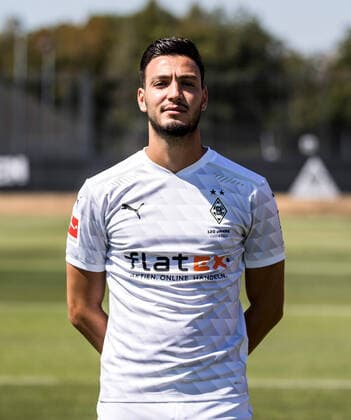 Rami Bensebaini BMG Borussia Mönchengladbach Porträttermin 2020 2021 Porträt, Presentation, Präsentation, Press event, Football, GER 07 08 2020, Football, Presentation, Präsentation, Press event, Football, GER 1 Bundesliga, Season 2020 21, Moenchengladbach Photo Moritz Müller Only for Editorial use