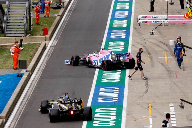 Motorsports FIA Formula One World Championship 2020, Grand Prix of 70th Anniversary, 27 Nico Hulkenberg GER, BWT Racing Point F1 Team , 3 Daniel Ricciardo AUS, Renault DP World F1 Team , Silverstone Great Britain