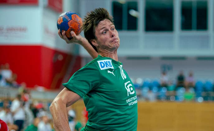 Handball Potsdam MBS Arena Luftschiffhafen 08 08 2020 Test game season opener of 1 VfL Potsdam FÜCHSE BERLIN Hans LINDBERG 18 Fuechse