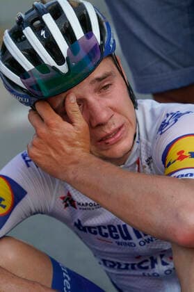 Belgian Remco Evenepoel of Deceuninck - Quick-Step reacts after winning the fourth stage of the Tour of Poland cycling race, 152.9km from Bukovia Resort to Bukowina Tatrzanska, Poland, Saturday 08 August 2020. TomaszxMarkowskix xForum  x2526530x