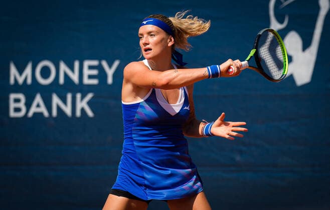 August 9, 2020, Prague, CZECH REPUBLIC: Tereza Martincova of the Czech Republic in action during the second qualifications round at the 2020 Prague Open WTA, Tennis Damen International tennis tournament Prague CZECH REPUBLIC - ZUMAa181 20200809_zaa_a181_002 Copyright: xRobxPrangex
