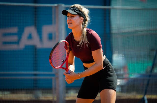 August 9, 2020, Prague, CZECH REPUBLIC: Eugenie Bouchard of Canada during practice at the 2020 Prague Open WTA, Tennis Damen International tennis tournament Prague CZECH REPUBLIC - ZUMAa181 20200809_zaa_a181_096 Copyright: xRobxPrangex