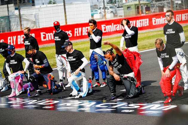 Motorsports FIA Formula One World Championship 2020, Grand Prix of 70th Anniversary, 6 Nicholas Latifi CAN, Williams Racing , 44 Lewis Hamilton GBR, Mercedes AMG Petronas Formula One Team , 5 Sebastian Vettel GER, Scuderia Ferrari Mission Winnow , Silverstone Great Britain
