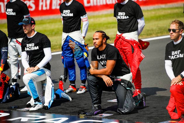 Motorsports FIA Formula One World Championship 2020, Grand Prix of 70th Anniversary, 6 Nicholas Latifi CAN, Williams Racing , 44 Lewis Hamilton GBR, Mercedes AMG Petronas Formula One Team , 5 Sebastian Vettel GER, Scuderia Ferrari Mission Winnow , Silverstone Great Britain