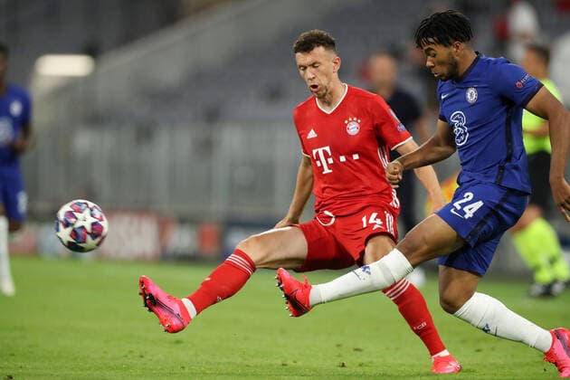 FC Bayern Munich Chelsea FC Ivan Perisic FC Bayern Munich Reece James FC Chelsea UEFA Championsleague Quarterfinal Return Match FC Bayern Munich Chelsea FC Season 2019 2020 Photo Stefan Matzke sampics Pool via Revierfoto Only for journalistic purposes Only for editorial use NO SECONDARY RE SALE WITHIN 48h AFTER KICK OFF Munich Bayern Germany Poolfoto Stefan Matzke sampics Pool via Revierfoto ,EDITORIAL USE ONLY