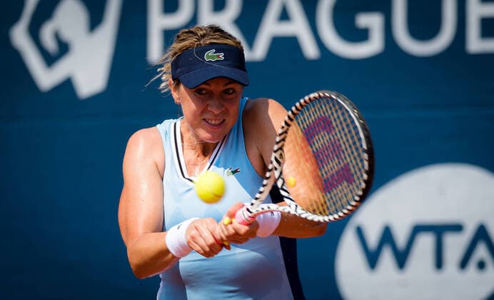 August 11, 2020, Prague, CZECH REPUBLIC: Anastasia Pavlyuchenkova of Russia in action during the first round against Arantxa Rus of the Netherlands at the 2020 Prague Open WTA, Tennis Damen International tennis tournament Prague CZECH REPUBLIC - ZUMAa181 20200811_zaa_a181_065 Copyright: xRobxPrangex
