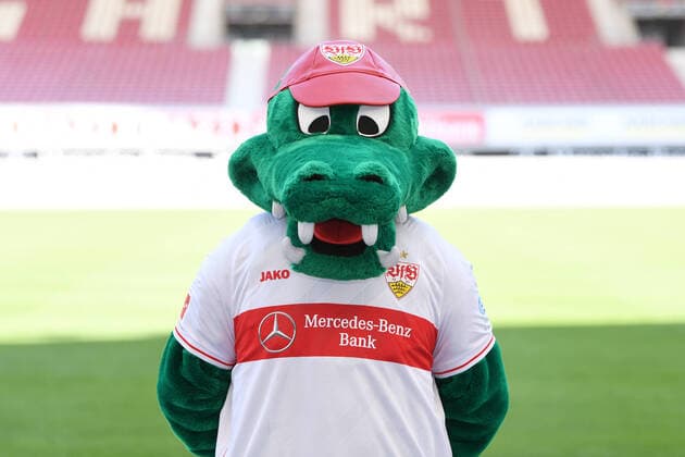 FOOTBALL 1 BUNDESLIGA SEASON 2020 2021 10 08 2020 Photo session at VfB Stuttgart Mascot Fritzle VfB Stuttgart