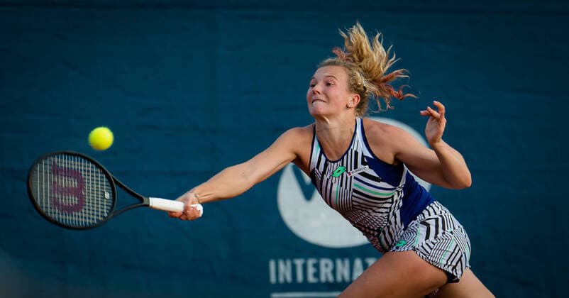 August 11, 2020, Prague, CZECH REPUBLIC: Katerina Siniakova of the Czech Republic in action during the first round against Tamara Zidansek of Slovenia at the 2020 Prague Open WTA, Tennis Damen International tennis tournament Prague CZECH REPUBLIC - ZUMAa181 20200811_zaa_a181_166 Copyright: xRobxPrangex