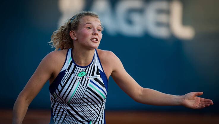 August 11, 2020, Prague, CZECH REPUBLIC: Katerina Siniakova of the Czech Republic in action during the first round against Tamara Zidansek of Slovenia at the 2020 Prague Open WTA, Tennis Damen International tennis tournament Prague CZECH REPUBLIC - ZUMAa181 20200811_zaa_a181_167 Copyright: xRobxPrangex