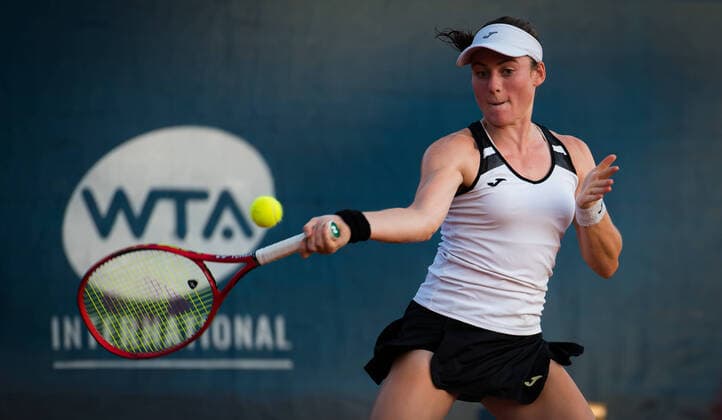 August 11, 2020, Prague, CZECH REPUBLIC: Tamara Zidansek of Slovenia in action during the first round Katerina Siniakova of the Czech Republic at the 2020 Prague Open WTA, Tennis Damen International tennis tournament Prague CZECH REPUBLIC - ZUMAa181 20200811_zaa_a181_169 Copyright: xRobxPrangex