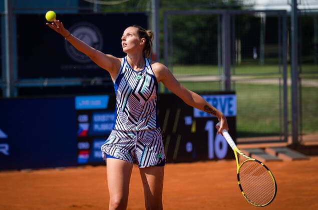 August 12, 2020, Prague, CZECH REPUBLIC: Kristyna Pliskova of the Czech Republic in action during the second round against Petra Martic of Croatia at the 2020 Prague Open WTA, Tennis Damen International tennis tournament Prague CZECH REPUBLIC - ZUMAa181 20200812_zaa_a181_010 Copyright: xRobxPrangex
