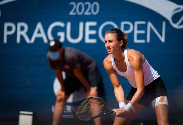 August 12, 2020, Prague, CZECH REPUBLIC: Petra Martic of Croatia in action during the second round against Kristyna Pliskova of the Czech Republic at the 2020 Prague Open WTA, Tennis Damen International tennis tournament Prague CZECH REPUBLIC - ZUMAa181 20200812_zaa_a181_017 Copyright: xRobxPrangex