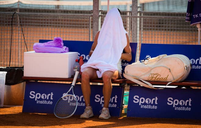 August 12, 2020, Prague, CZECH REPUBLIC: Camila Giorgi of Italy laments during the second round against Elise Mertens of Belgium at the 2020 Prague Open WTA, Tennis Damen International tennis tournament Prague CZECH REPUBLIC - ZUMAa181 20200812_zaa_a181_085 Copyright: xRobxPrangex