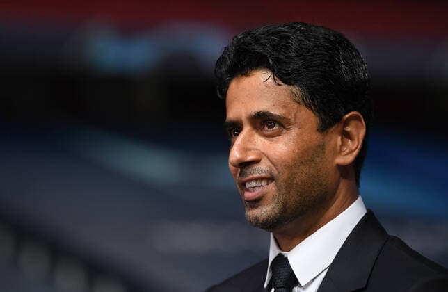 LISBON, PORTUGAL - AUGUST 12: Nasser Al-Khelaifi, PSG chairman is interviewed after the UEFA Champions League Quarter Final match between Atalanta and Paris Saint-Germain at Estadio do Lisboa e Benfica on August 12, 2020 in Lisbon, Portugal. FOOTBALL : Atalanta vs Paris Saint-Germain - 1 4 - Phase finale - UEFA Ligue des Champions - Final 8 - Lisbonne - 12 08 2020 Panoramic UEFAPOOL 775543069