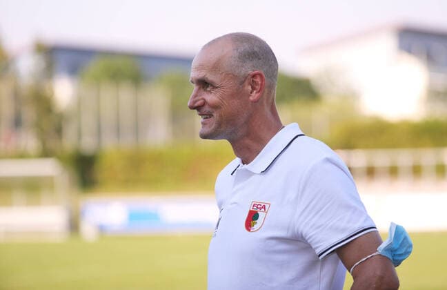 Heiko Herrlich Coach FC Augsburg , laughing, laughing, good mood, happy, SpVgg Unterhaching FC Augsburg, test game, final score 0 0