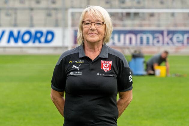 Dagmar Schultze techn employee HFC Hallescher Fussballclub e V 3 Liga, portrait date 2020 2021, Halle Saale Saxony Anhalt Germany