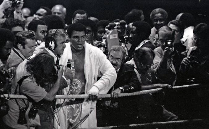24.05.76 Boxen Cassius Clay Muhammad Ali - Richard Dunn Deutschland, München, 24.05.1976, Boxen, WM Schwergewichtskampf Cassius Clay alias Muhammad Ali (USA) vs. Richard Dunn (GBR): Muhammad Ali. *** 24 05 76 boxing Cassius Clay Muhammad Ali Richard Dunn Germany, Munich, 24 05 1976, boxing, world championship heavyweight fight Cassius Clay alias Muhammad Ali USA vs Richard Dunn GBR Muhammad Ali