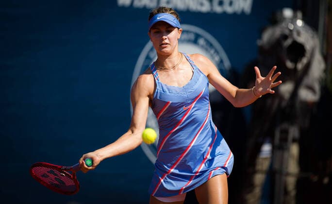 August 13, 2020, Prague, CZECH REPUBLIC: Eugenie Bouchard of Canada in action during the second round against Tamara Zidansek of Slovenia at the 2020 Prague Open WTA, Tennis Damen International tennis tournament Prague CZECH REPUBLIC - ZUMAa181 20200813_zaa_a181_045 Copyright: xRobxPrangex