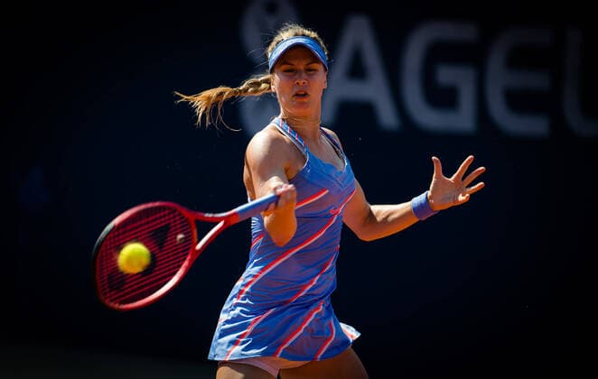 August 13, 2020, Prague, CZECH REPUBLIC: Eugenie Bouchard of Canada in action during the second round against Tamara Zidansek of Slovenia at the 2020 Prague Open WTA, Tennis Damen International tennis tournament Prague CZECH REPUBLIC - ZUMAa181 20200813_zaa_a181_051 Copyright: xRobxPrangex