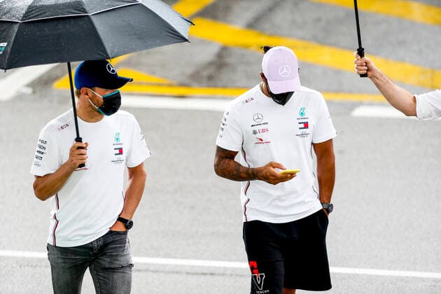 Motorsports FIA Formula One World Championship 2020, Grand Prix of Spain, 77 Valtteri Bottas FIN, Mercedes AMG Petronas Formula One Team , 44 Lewis Hamilton GBR, Mercedes AMG Petronas Formula One Team , Barcelona Spain