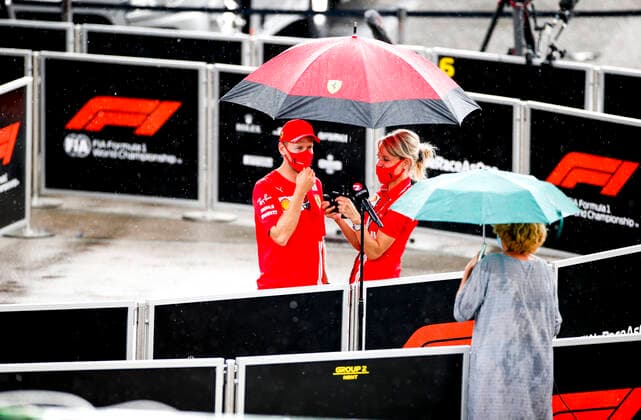 Motorsports FIA Formula One World Championship 2020, Grand Prix of Spain, 5 Sebastian Vettel GER, Scuderia Ferrari Mission Winnow , Britta Roeske GER, Scuderia Ferrari Mission Winnow , Barcelona Spain