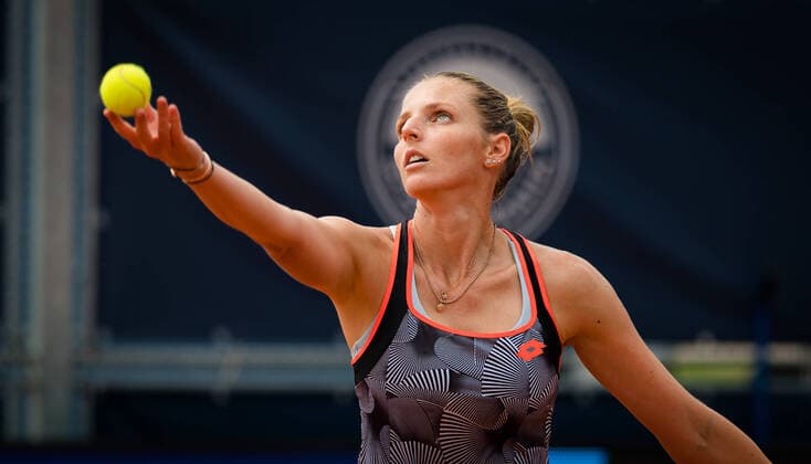 August 15, 2020, Prague, CZECH REPUBLIC: Kristyna Pliskova of the Czech Republic in action during her semi-final match at the 2020 Prague Open WTA, Tennis Damen International tennis tournament against Elise Mertens of Belgium Prague CZECH REPUBLIC - ZUMAa181 20200815_zaa_a181_040 Copyright: xRobxPrangex