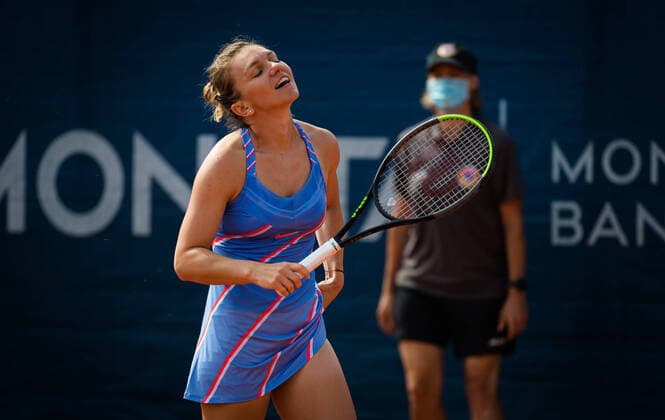 August 15, 2020, Prague, CZECH REPUBLIC: Simona Halep of Romania in action during her semi-final match at the 2020 Prague Open WTA, Tennis Damen International tennis tournament against Irina-Camelia Begu of Romania Prague CZECH REPUBLIC - ZUMAa181 20200815_zaa_a181_124 Copyright: xRobxPrangex