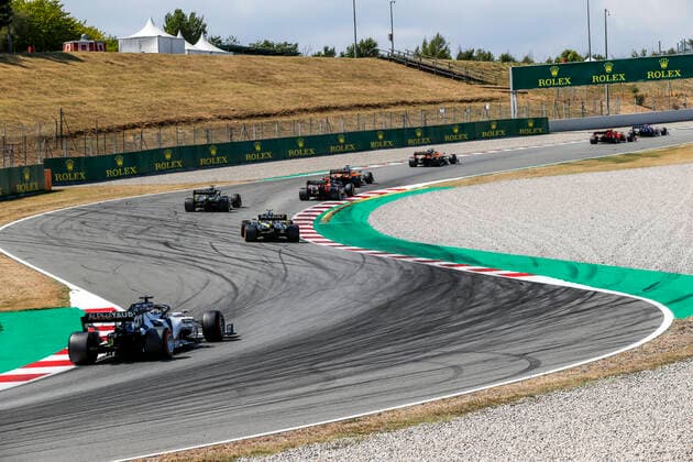 Motorsports FIA Formula One World Championship 2020, Grand Prix of Spain, 26 Daniil Kvyat RUS, Scuderia AlphaTauri Honda , 31 Esteban Ocon FRA, Renault DP World F1 Team , 3 Daniel Ricciardo AUS, Renault DP World F1 Team , 23 Alexander Albon THA, Aston Martin Red Bull Racing , 55 Carlos Sainz ESP, McLaren F1 Team , 4 Lando Norris GBR, McLaren F1 Team , 16 Charles Leclerc MCO, Scuderia Ferrari Mission Winnow , 11 Sergio Perez MEX, BWT Racing Point F1 Team , Barcelona Spain