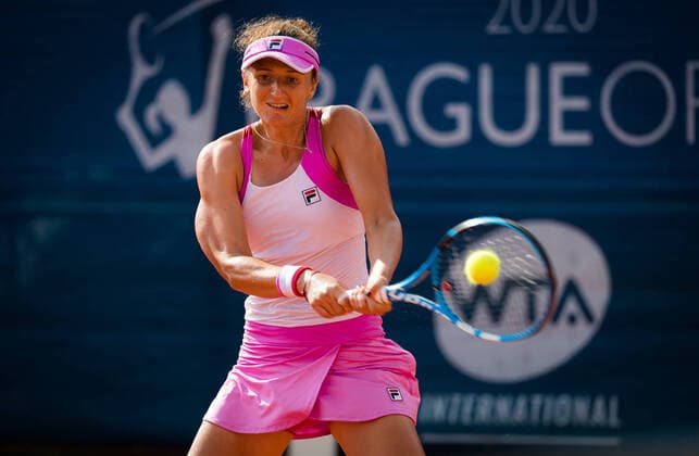 August 15, 2020, Prague, CZECH REPUBLIC: Irina-Camelia Begu of Romania in action during her semi-final match at the 2020 Prague Open WTA, Tennis Damen International tennis tournament against Simona Halep of Romania Prague CZECH REPUBLIC - ZUMAa181 20200815_zaa_a181_143 Copyright: xRobxPrangex