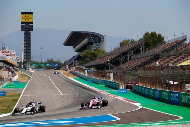 Motorsports FIA Formula One World Championship 2020, Grand Prix of Spain, 10 Pierre Gasly FRA, Scuderia AlphaTauri Honda , 11 Sergio Perez MEX, BWT Racing Point F1 Team , Barcelona Spain