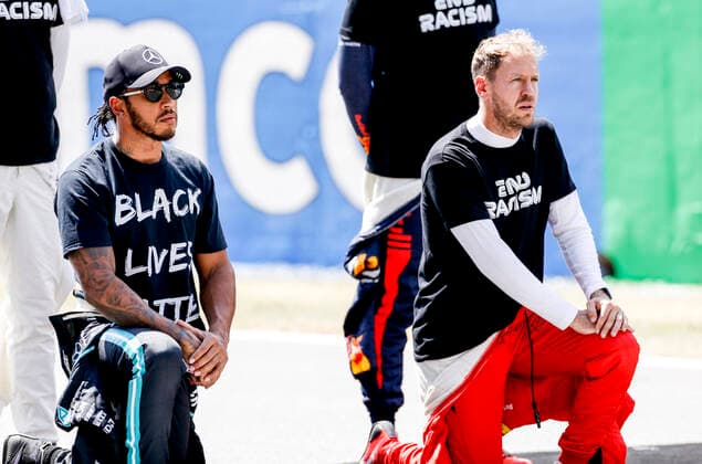 Motorsports FIA Formula One World Championship 2020, Grand Prix of Spain, 44 Lewis Hamilton GBR, Mercedes AMG Petronas Formula One Team , 5 Sebastian Vettel GER, Scuderia Ferrari Mission Winnow , Barcelona Spain
